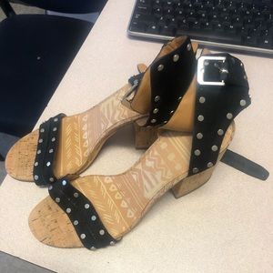 Black and silver studded sandals